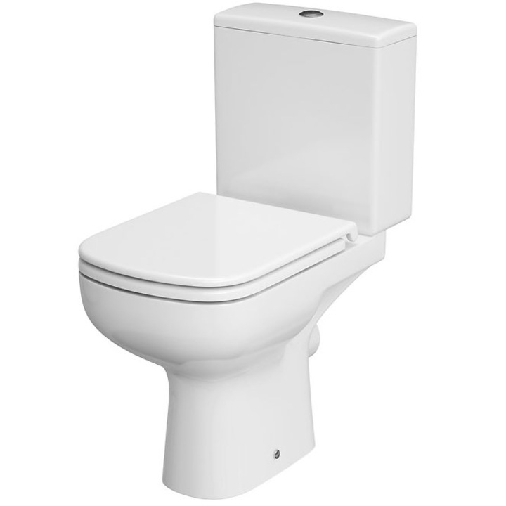 Pachet vas WC Cersanit Compact Colour 574 K103-027, sistem spalare 3/5 litri, Clean ON, evacuare orizontala, Capac duroplast, cadere lenta, demontare rapida