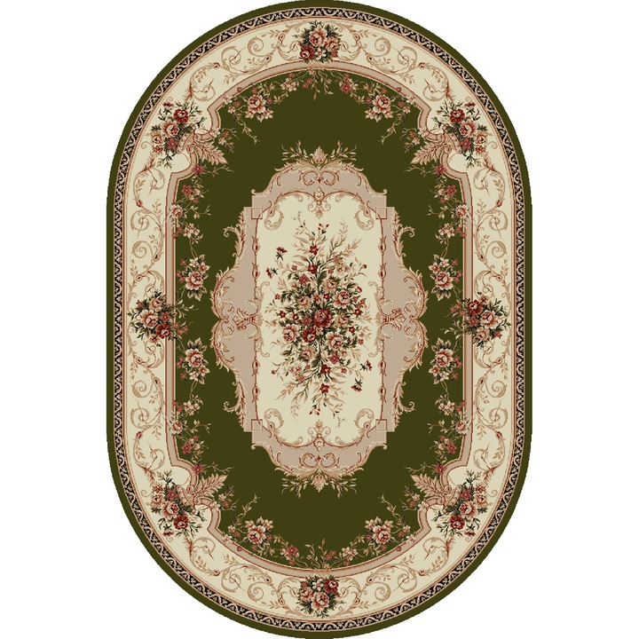 Klasszikus szőnyeg, Lotos 507, Zöld, Ovális, 150x230 cm