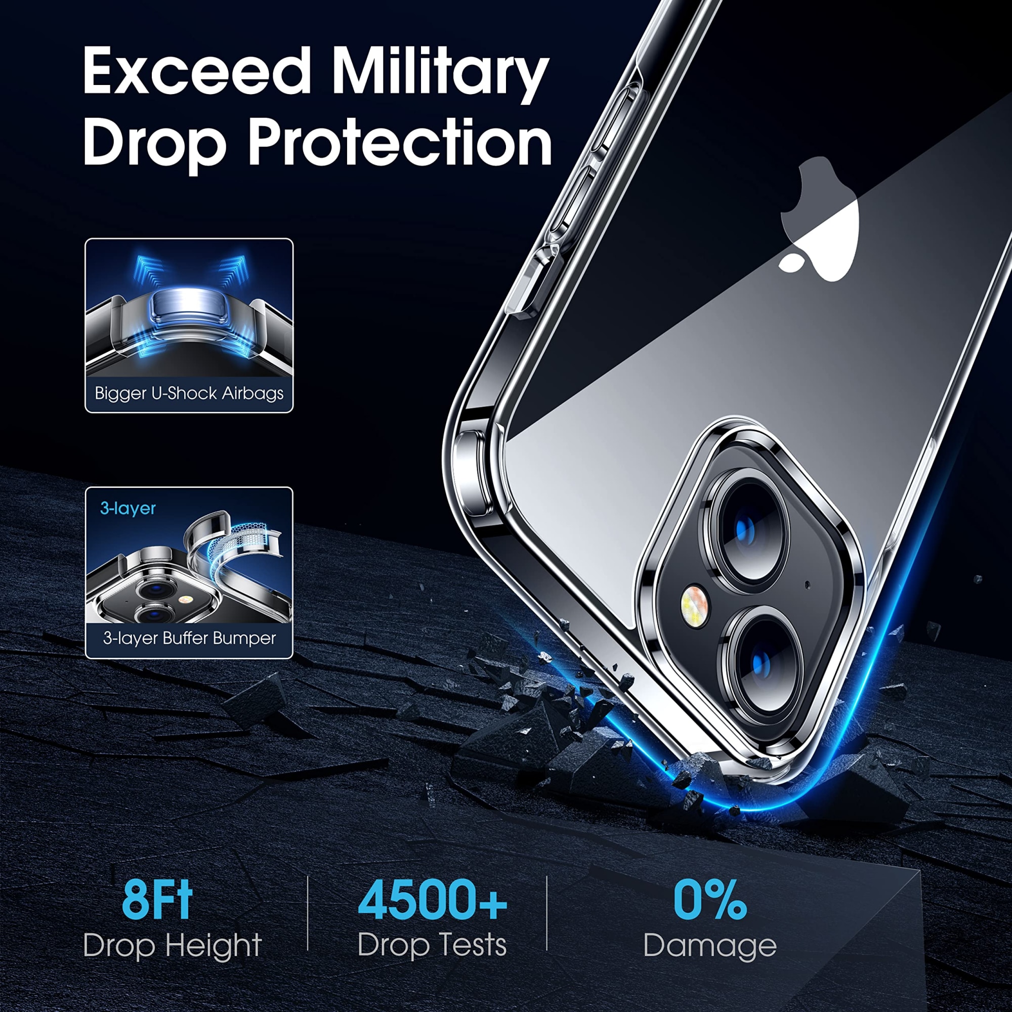 Husa de protectie, Vigeer, Compatibil cu iPhone 14 Plus, Transparent
