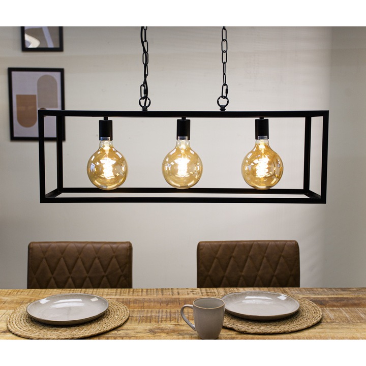 Lustra Ginny, Dimehouse, Cu 3 pendule, Design modern, LED, Metal, Negru