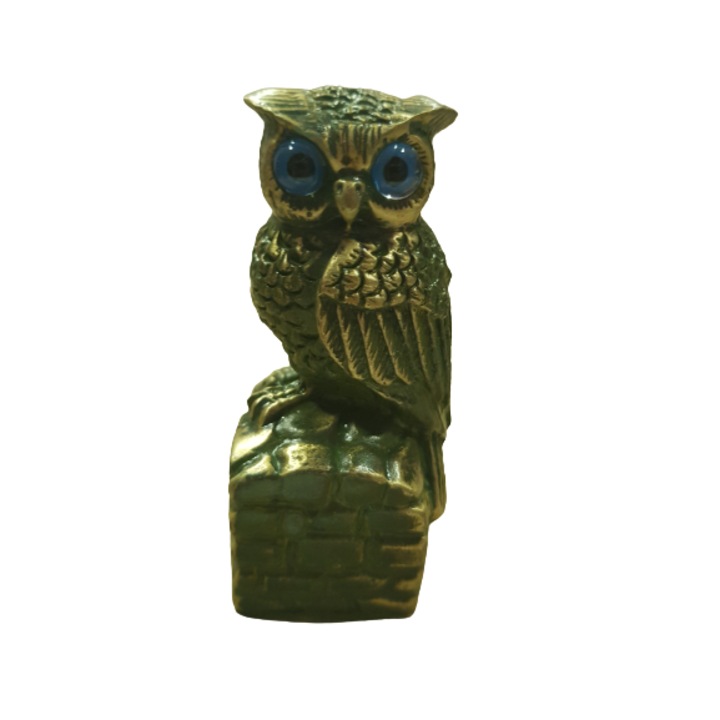 Ahelos figura, Bagoly, Fém, Zöld oxidáció, 8x3 cm