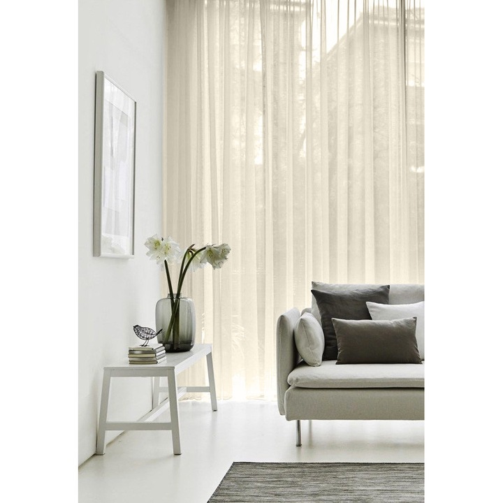 Perdea tip tesatura in cu rejansa din bumbac tip fagure, Nissa, Madison, 700x230 cm, Crem