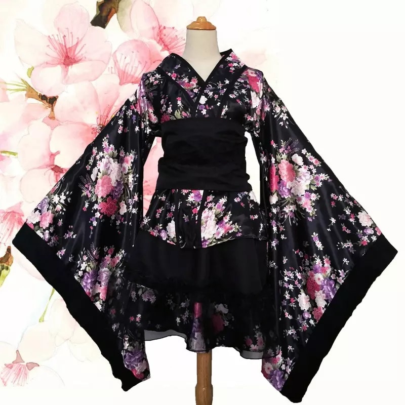 turtle Bless sneeze Costum Kimono Japonez negru cu funda, M - eMAG.ro