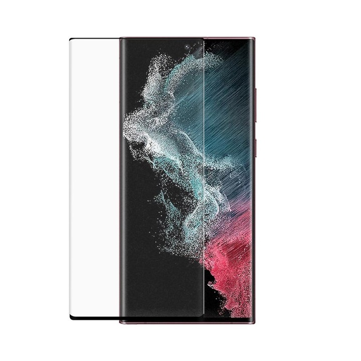 Folie protectie telefon, TechArmor, Sticla, Pentru Samsung Galaxy S22 Ultra, Negru