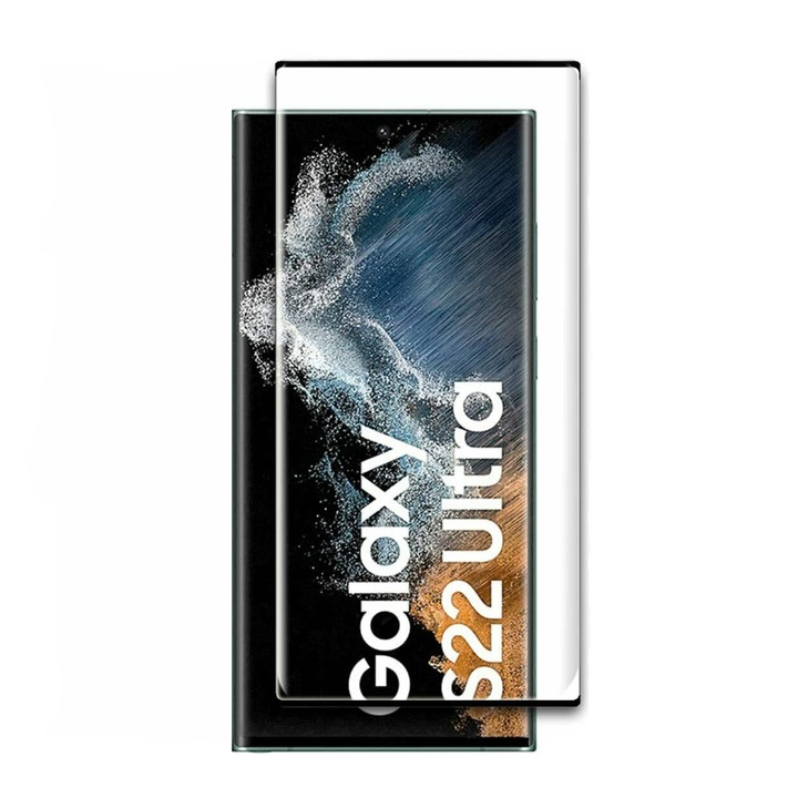 Стъклен Протектор за Samsung Galaxy S22 Ultra 5G, Скрийн, Черен