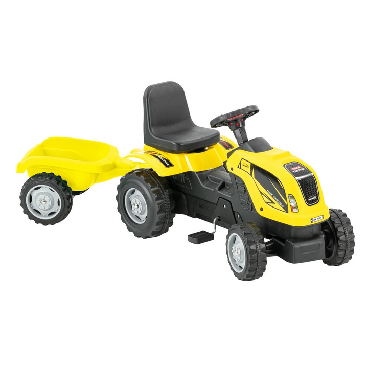 Tractor cu pedale si remorca Micromax MMX Yellow