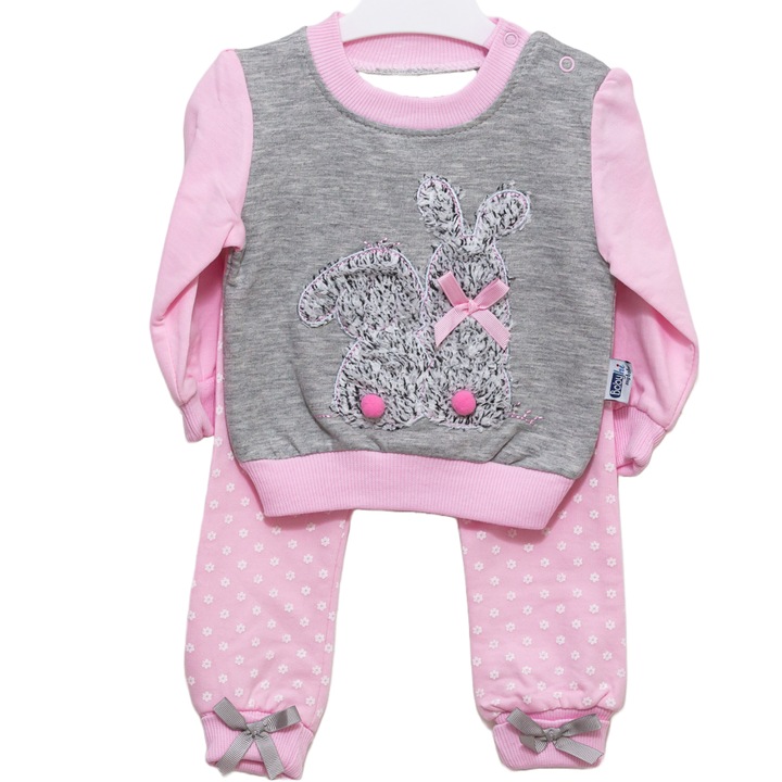 Set compleu copii Iepuras, Motat, bumbac \ Roz, Roz