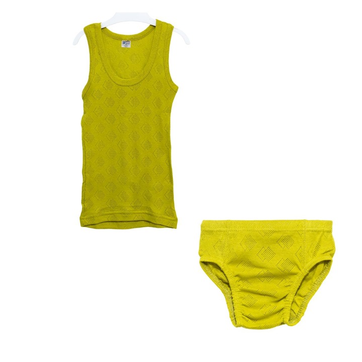 Set compleu copii, Motat, Bumbac, Verde fistic, 80 CM