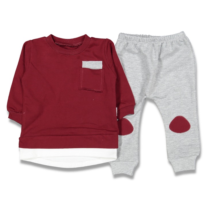 Set compleu copii Cool, Motat, 100% bumbac, Visiniu