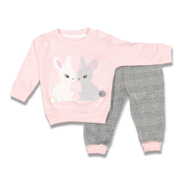 Set compleu copii Bunny, Motat, Bumbac, Roz