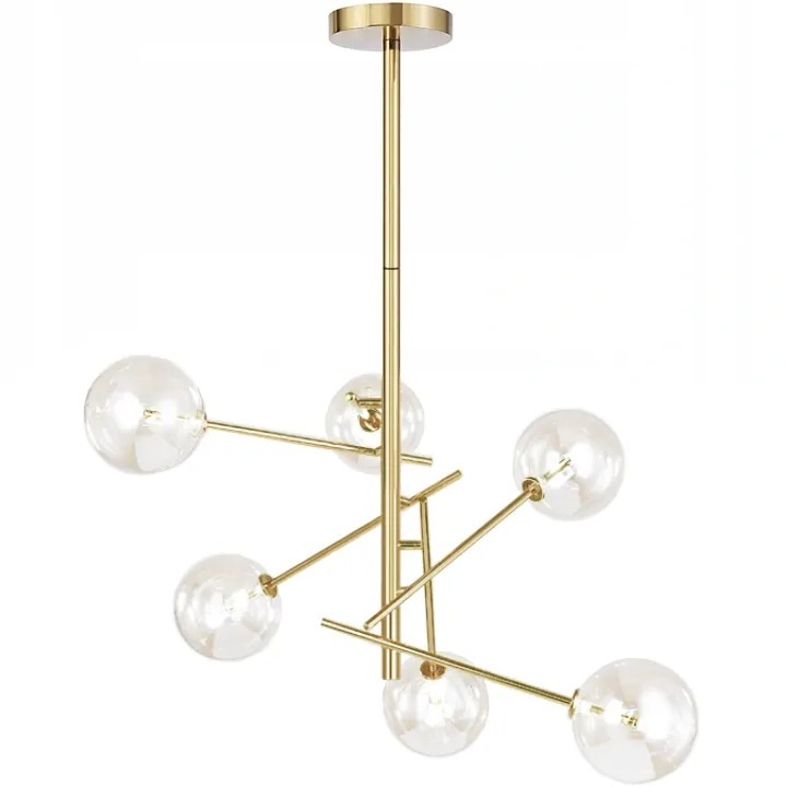 Lustra Tavan 6 Surse G4 25W Sticla Metal 500x950 mm