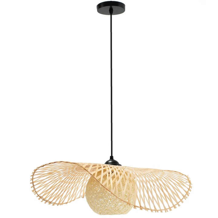 Lustra Suspendabila Natural 1 Sursa E27 40W Bambus 460x560x160 mm