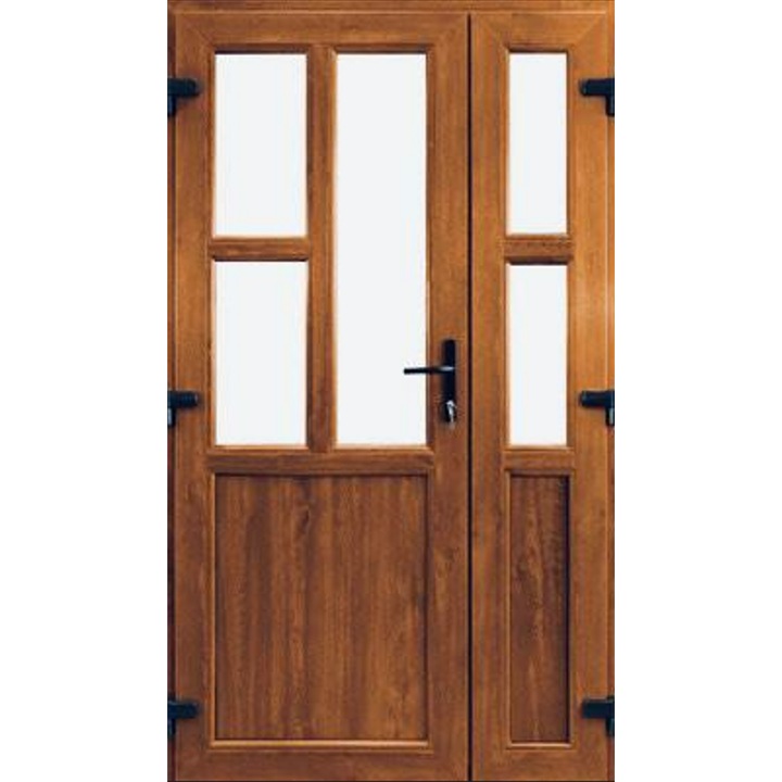 Usa dubla exterior Pvc, T-Special, Stejar auriu, 150x200