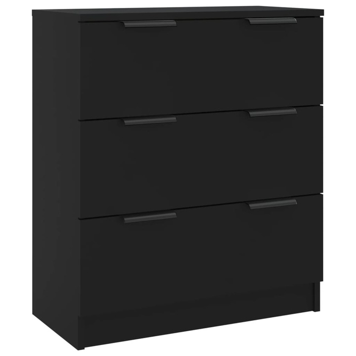 Comoda Zakito Europe, 3 sertare, negru, 60x30x70cm, lemn