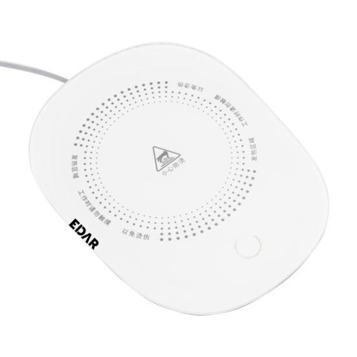 Incalzitor Electric Inteligent EDAR pentru Ceai, Cafea, Control Tactil, Stecher, Alimentare Priza, 400g, Alb