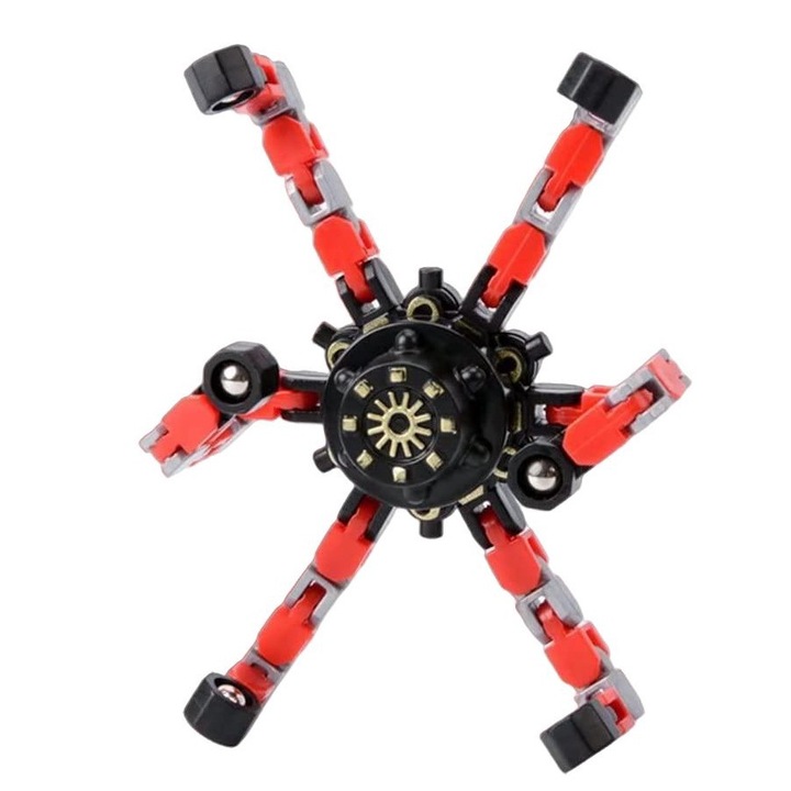 Интерактивна играчка Fidget Spinner, За деца/възрастни, Пластмаса, Червен/Черен