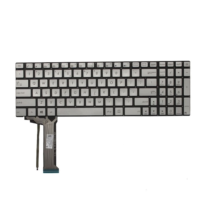 Tastatura pentru Asus N751J, N751JK, N751JX Premium, iluminata argintie Layout US
