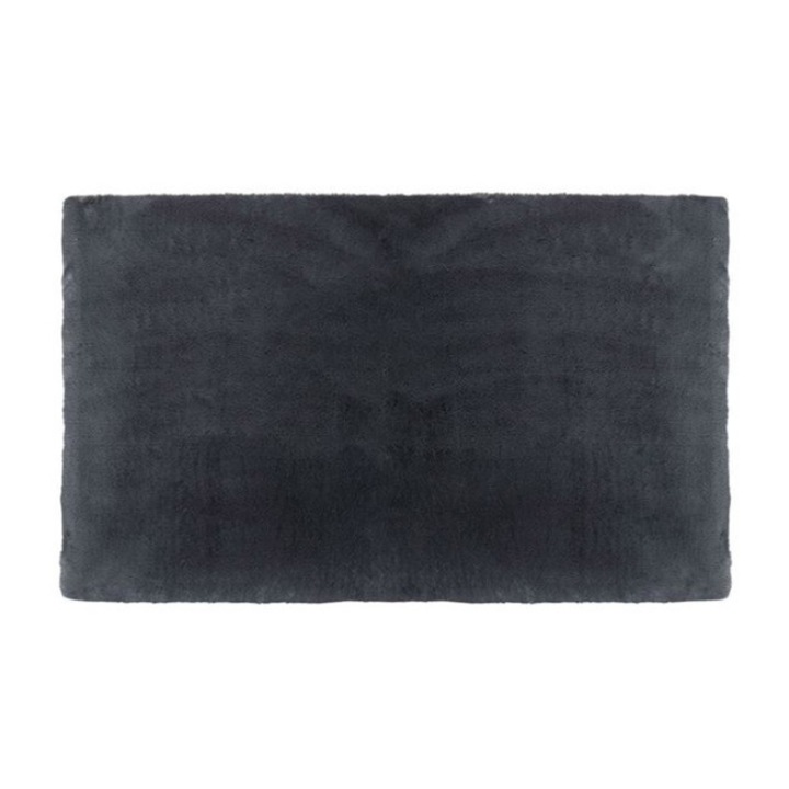 Covor decorativ, forma dreptunghi, fir lung, aspect blana naturala, pufos, placut la atingere, suprafata anti alunecare, 125x75 cm, gri