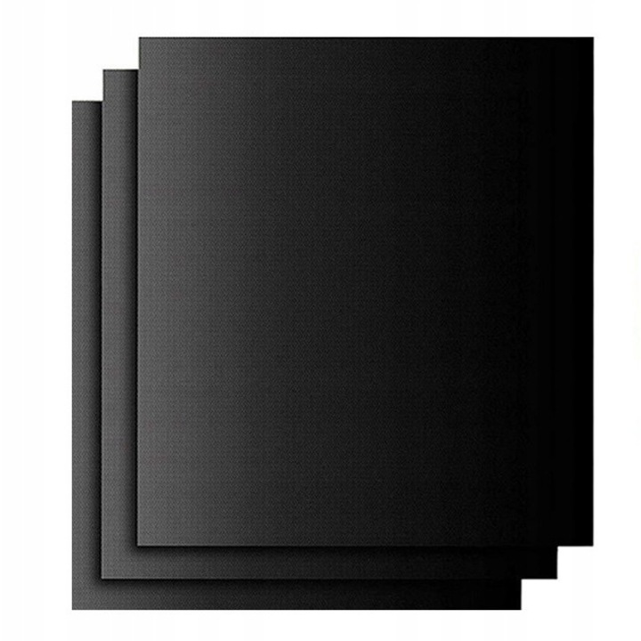 3 db teflon készlet grillezéshez, 30 x 44, tapadásmentes, fekete