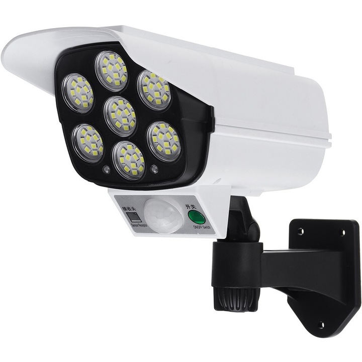 Camera de supraveghere falsa cu lampa solara, Buxton, Alb