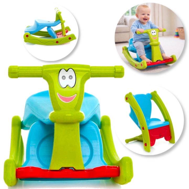 Scaunel balansoar transformabil 2in1 Rocking Blue/Green