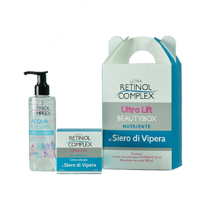 Beauty box hranitoare cu venin de vipera, Crema de fata, 50ml si Apa micelara, 200 ml, Ultra Retinol Complex
