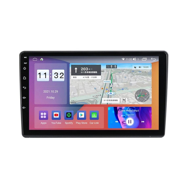 Navigatie VW Passat B5 Bora Polo Golf 4 Skoda Octavia 1 Fabia Superb, Android, Display 9 inch, 2GB RAM +32 GB ROM, Internet, 4G, Aplicatii, Waze, Wi Fi, Usb, Bluetooth, Mirrorlink