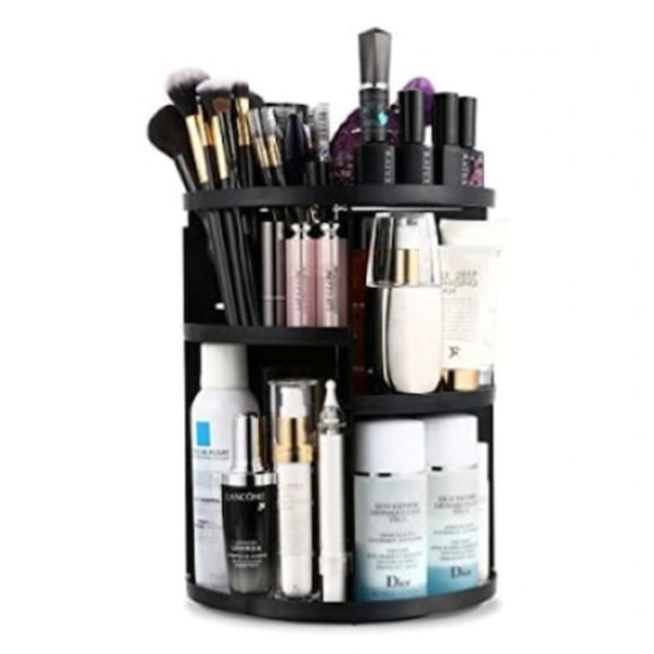 Organizator rotativ FOXMAG24, pentru produse cosmetice si machiaj, negru