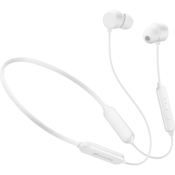Casti albe cu bluetooth, in-ear, Cellular Line Neckband Flexible