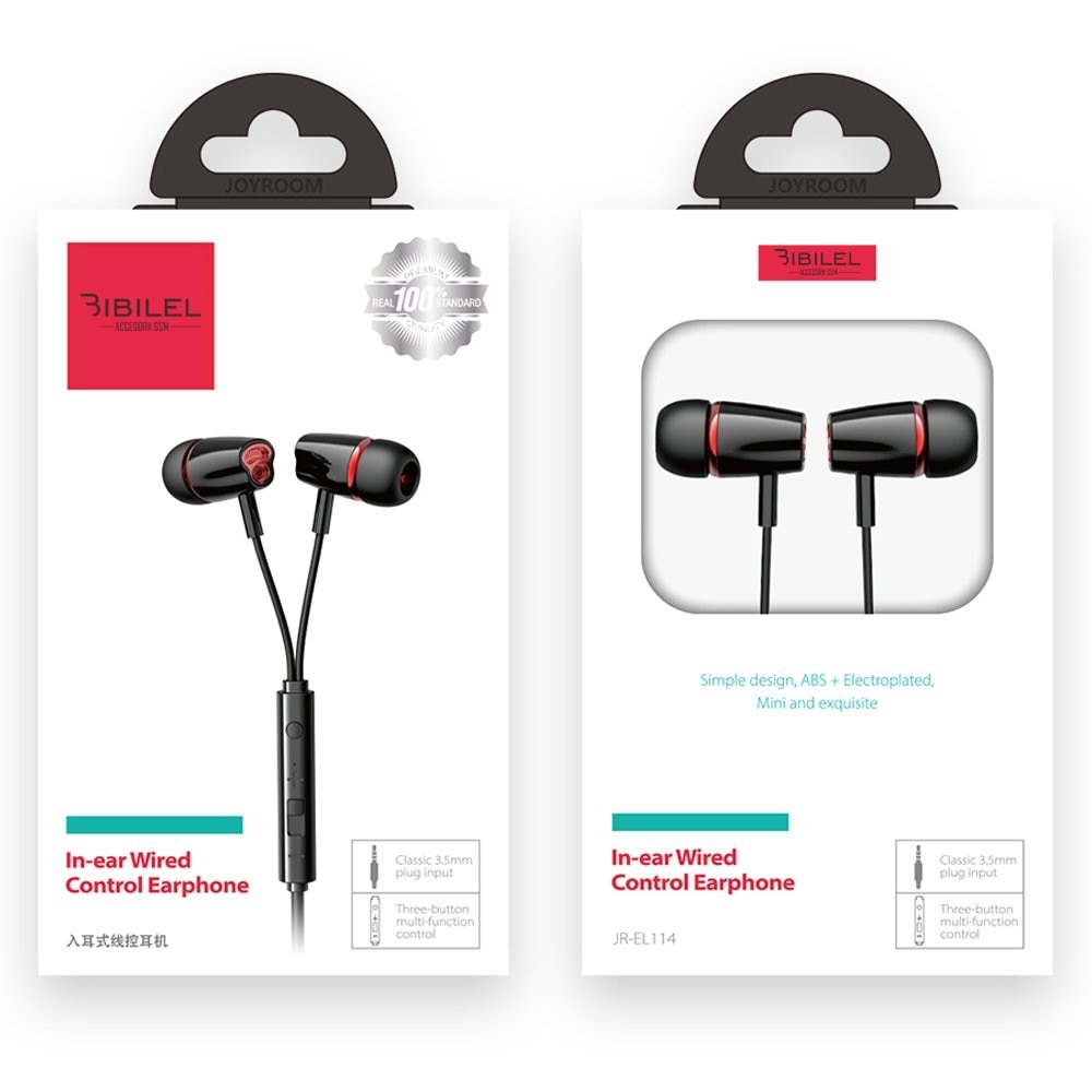 Casti in ear cu microfon, Jack 3.5 mm, Deep bass boost, Negru, HUR-BBL6427