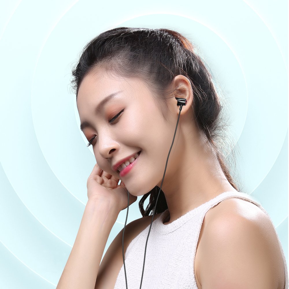 Casti in ear cu microfon, Jack 3.5 mm, Deep bass boost, Negru, HUR-BBL6427