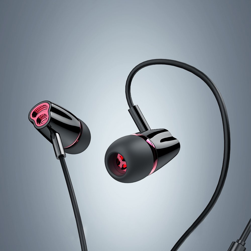 Casti in ear cu microfon, Jack 3.5 mm, Deep bass boost, Negru, HUR-BBL6427
