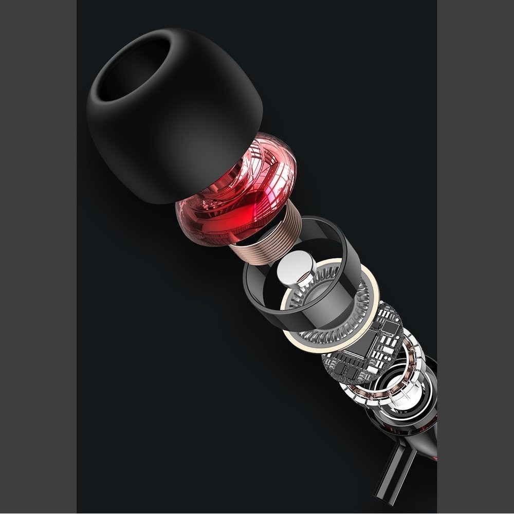 Casti in ear cu microfon, Jack 3.5 mm, Deep bass boost, Negru, HUR-BBL6427