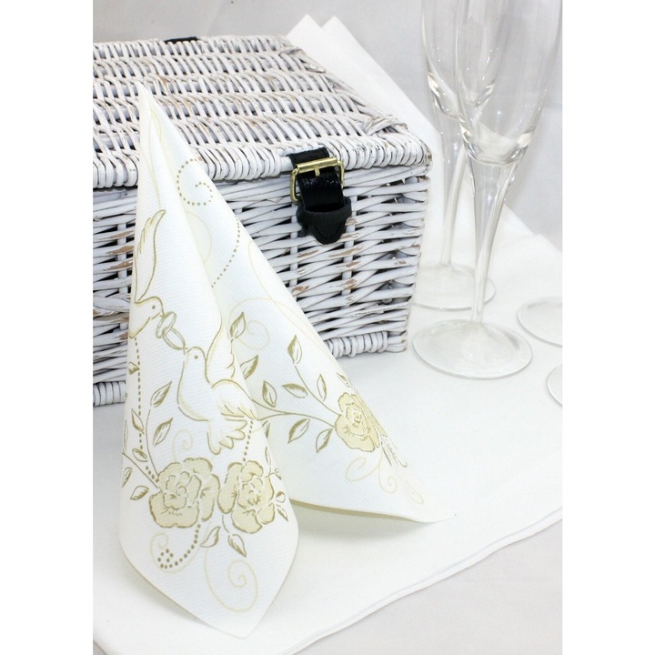 Servetele Mank HORECA, Linclass® Airlaid, Nunta Crem-Auriu, 40 x 40 cm, Ideale pentru Nunti, Petreceri, Botezuri, Set 50