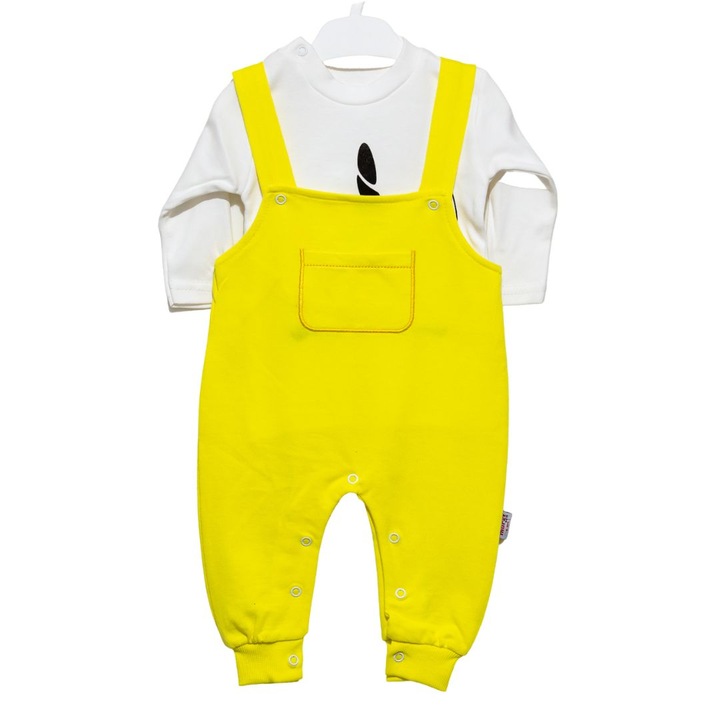 Set compleu copii Unicorn, Motat, 100% bumbac, Galben