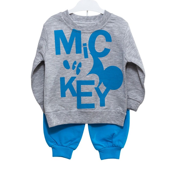 Set compleu copii Mickey, Motat, Bumbac, Albastru, 6-9 luni