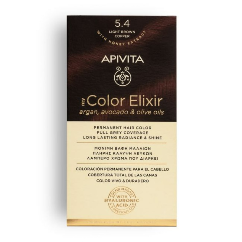 Vopsea de par My Color Elixir saten deschis cupru N5.4, Apivita eMAG.ro