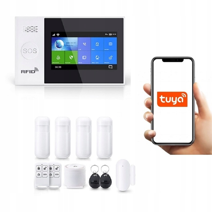 Аларма Безжична LCD 4.3" Wifi GSM, Onshop, Tuya Smart, 4x pir, Бяла