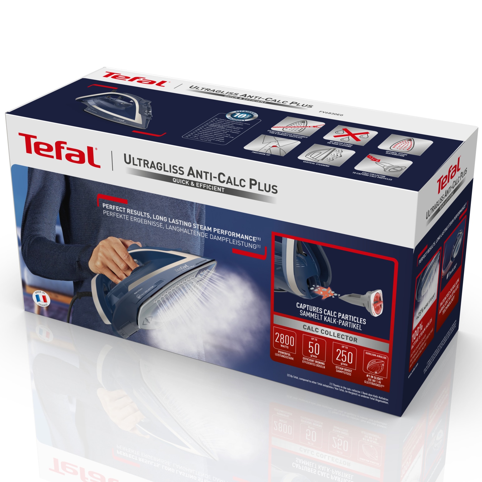 Tefal Ultragliss Plus FV6830E0 vasaló, 2800 W, Durilium AirGlide talp ...