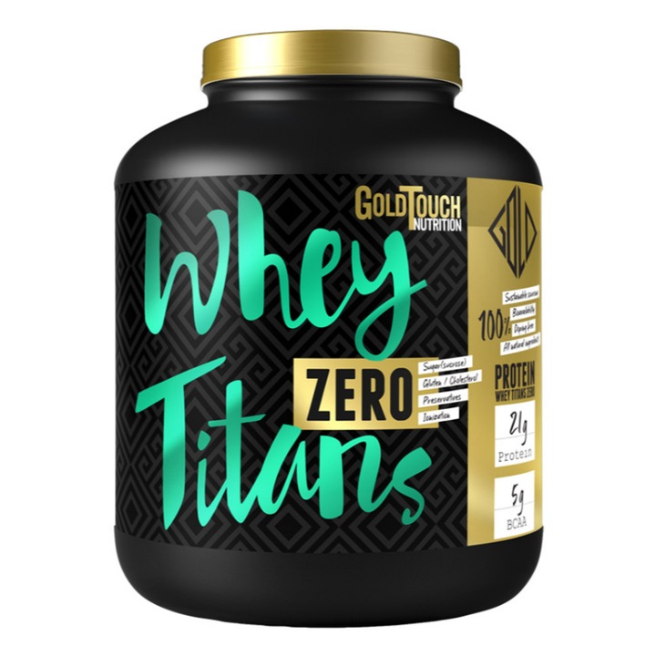 Supliment alimentar Whey Titans Zero Pure Protein, GoldTouch Nutrition, BCAA, Cu aroma de fursecuri cu vanilie, 2 kg