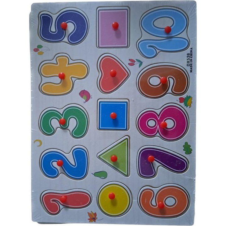 Oktató puzzle számokkal és geometriai formákkal, 15 darab