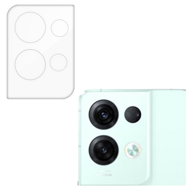 Стъклен филм SILKASE за Oppo Reno8 5G, защита на камерата, пълно лепило, прозрачен