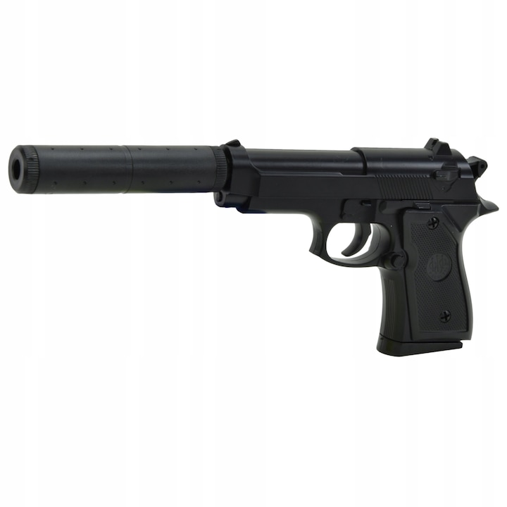 Пистолет с топка, Заглушител, 6 мм, Дължина 28 см, Черен