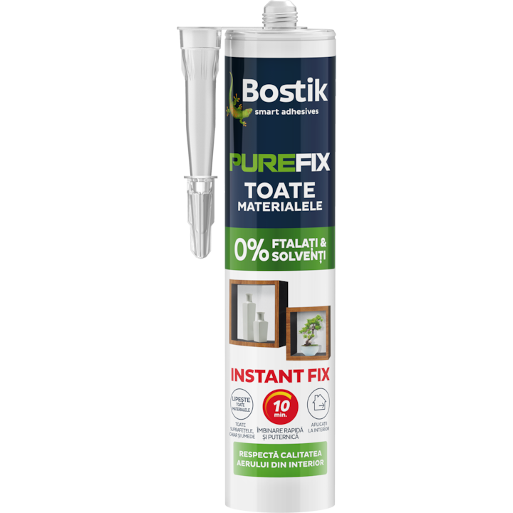 Лепило Bostik Purefix Instant Fix за множество повърхности, Интериор, Бял, 300 мл