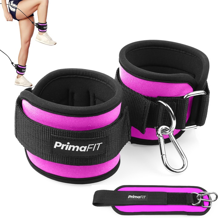 Наглезенки за Фитнес PrimaFIT, Чифт Омекотени Каишки за Глезени, за Фитнес Машини и Спортни Ластици, Упражнение За Крака, Мъже и Жени, Универсални, Розови