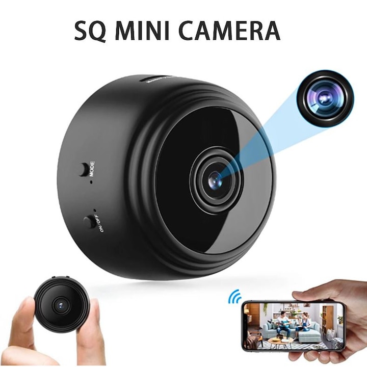 Мини безжична камера за наблюдение 1080p, Wi-Fi, Нощно виждане, Детектор за движение