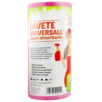 Lavete universale suberabsorbante pe rola Ciao Bella 50 buc, rosie Lavete universale suberabsorbante pe rola Ciao Bella 50 buc, rosie