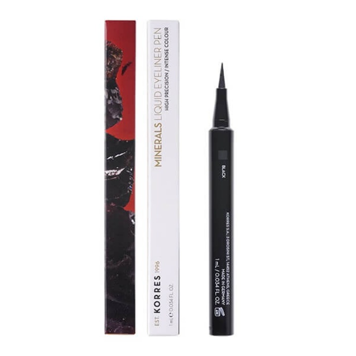 Eyeliner rezistent la apa, Korres, 01 Black, 1 ml