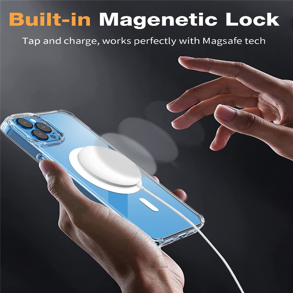 Set cu husa transparenta MagSafe si folie sticla camera, MorFansi, protectie camere spate, compatibila cu Apple iPhone 15 Pro Max