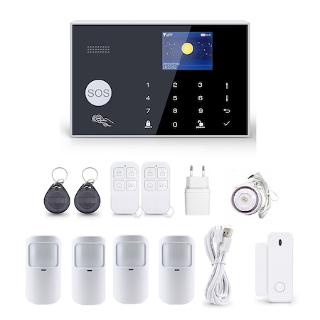 Alarma Wireless LCD 2.4" Wifi GSM, Onshop, Tuya Smart, 4xpir, Negru